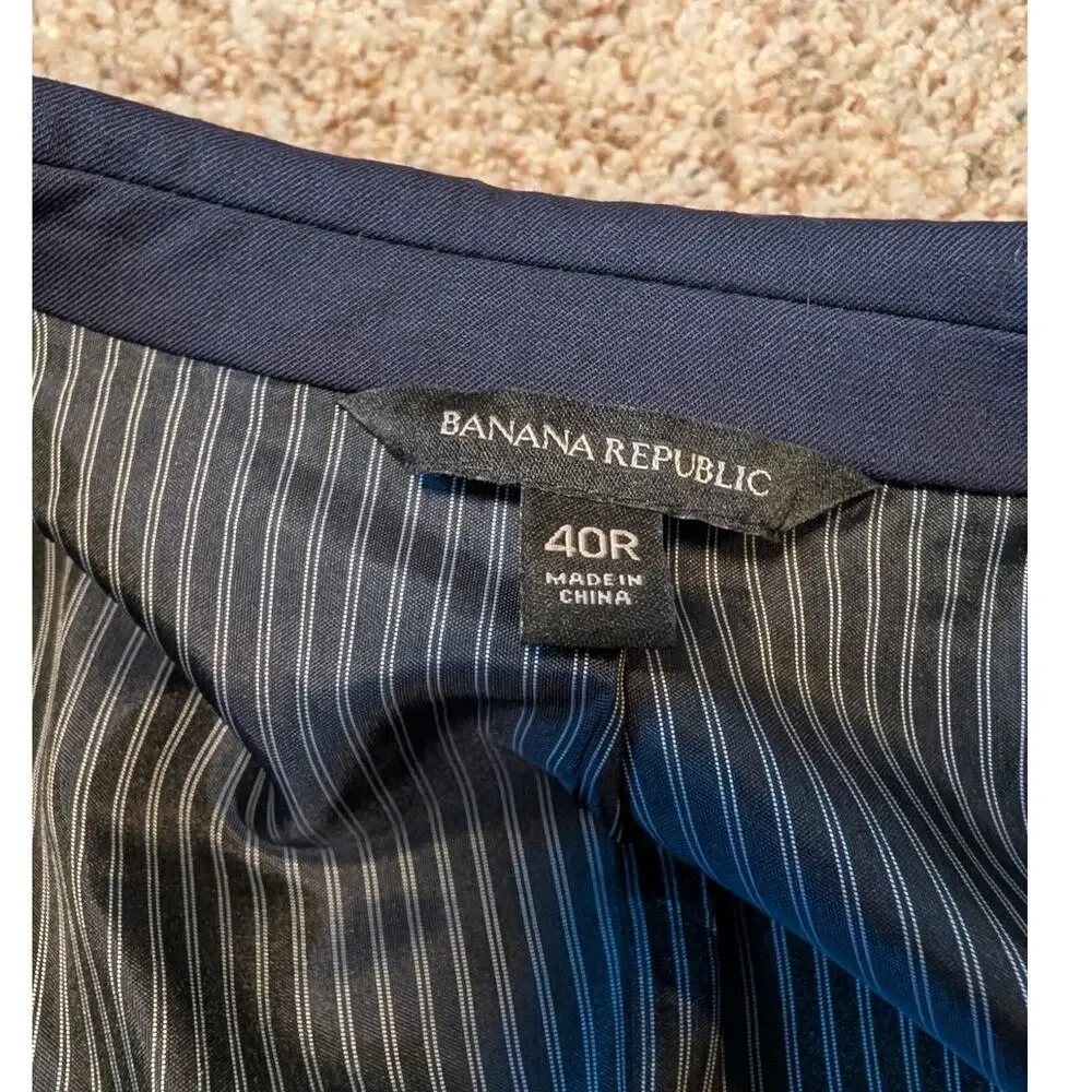 Banana Republic Men's Navy Blue Slim Fit Wool Blend Suit Blazer Jacket 40R